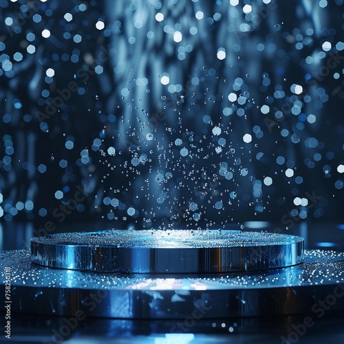 3D render podiumIlluminate the water-repellent properties of superhydrophobic materials photo