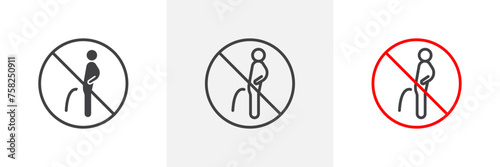 Ban Piss Sign Isolated Line Icon Style Design. Simple Vector Illustration