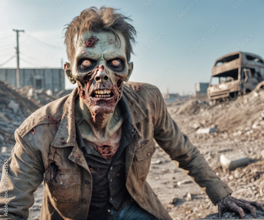 Eerie Zombie Portrait: Spooky Undead Illustration Eerie Zombie Portrait: Spooky Undead Illustration