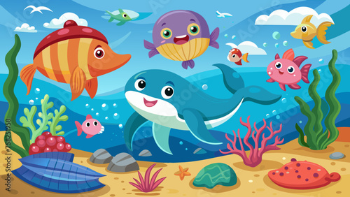 cartoon-sea-animals vector illustration  © Radha Rani