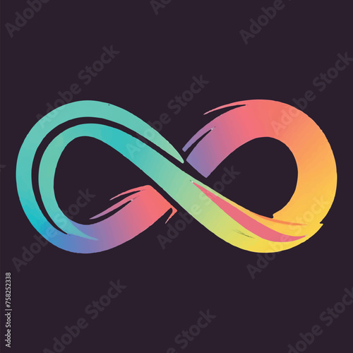 Infinite Loops icon as infinity sign symbol shape vector template illustration, 3D realistic eternity sign Colorful wavy volumetric figure eight ( 8 ), Abstract Design Element for print design