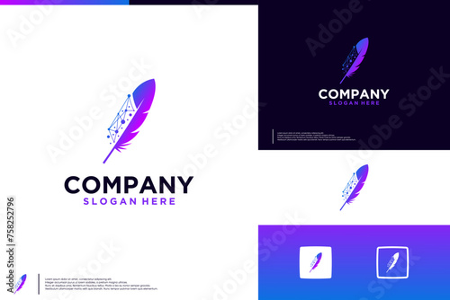 feather tech logo , protection system , logo design template.