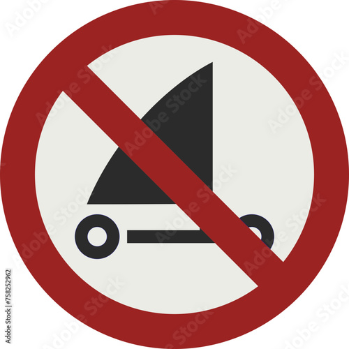 PROHIBITION SIGN PICTOGRAM, NO SAND YACHTING ISO 7010 – P067, SVG