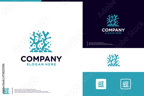 coral reef logo , abstract , underwater, logo design vector.