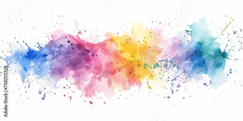 A seamless gradient of watercolor splashes dances from blue to pink  capturing a spectrum of emotions on white canvas.