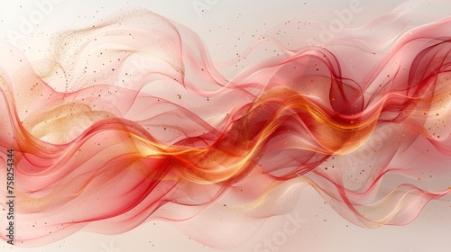  a picture of a red and yellow wave on a white background with some gold flecks on top of it.