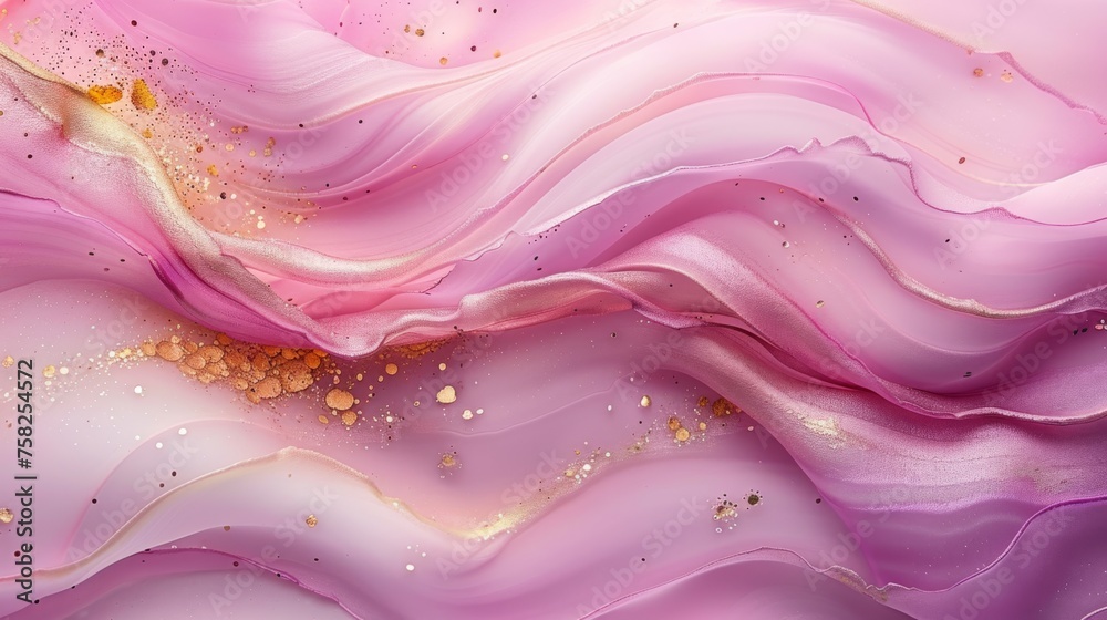 a close up of a pink, yellow and white painting with gold flecks on it's surface. a close up of a pink, yellow and white painting with gold flecks on it's surface.