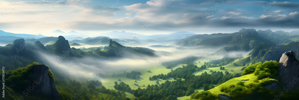 Majestic Panoramic View of the Snow-Capped Czech Mountains Embraced by Clouds and Sky