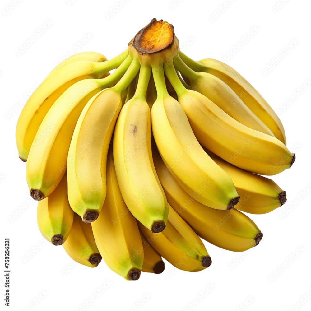Bunch of bananas isolated on Transparent background.