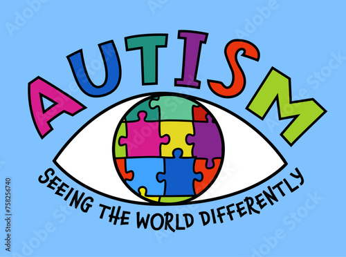 Autism awareness day. Autistic spectrum disorder landscape poster.