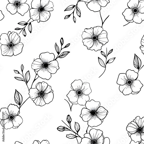 Black and White Floral Pattern Background © Khemjira