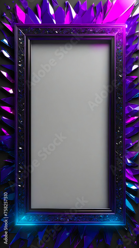 Colourfull empty mockup frame made out of crystals photo