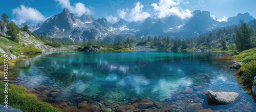Panoramic view of nature and Lake in the Mountains