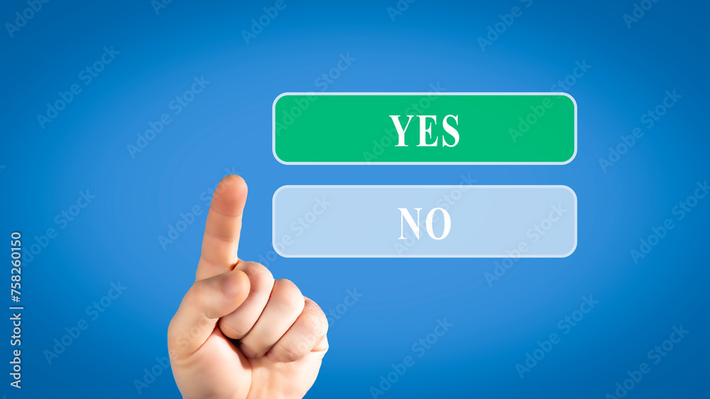 yes and no hand selects on display YES. yes and no hand selects on display YES.