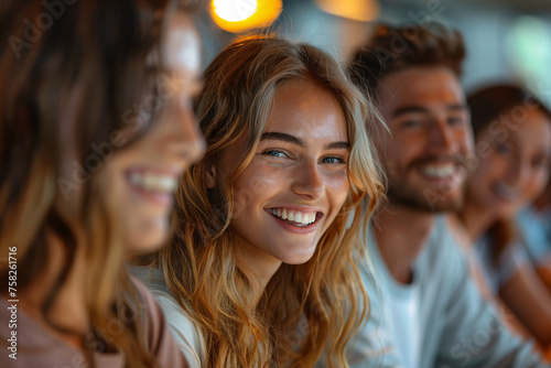 Group of young adults smiling and enjoying time together