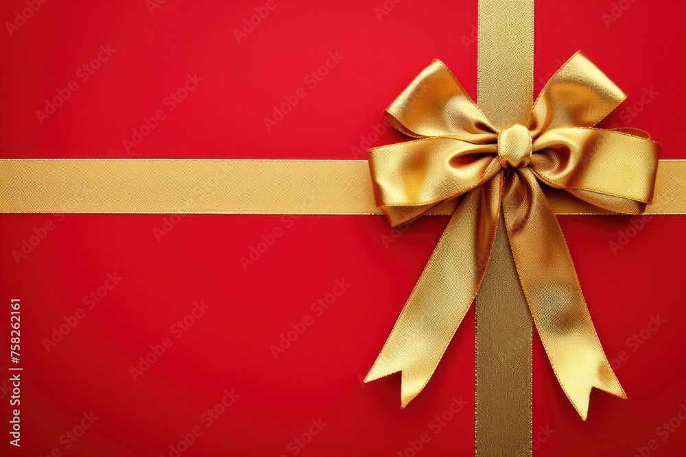 Red background with golden bow on top Red background with golden bow on top
