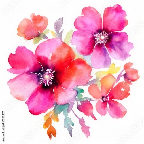 Watercolor pink flowers clipart