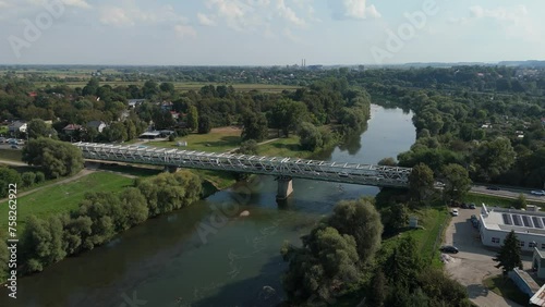 Beautiful Bridge River San Jaroslaw Aerial View Poland photo