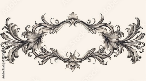 Vintage baroque frame. Old engraving. Retro ornament pattern in antique rococo style decorative photo