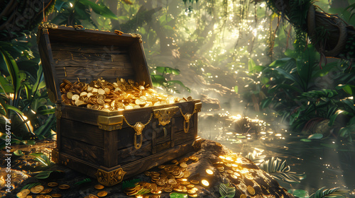Treasure Chest Full of Gold Background