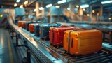 Row of Luggage on Conveyor Belt