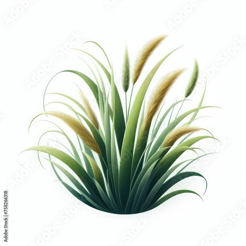 Green cane reed grass isolated on a white background  