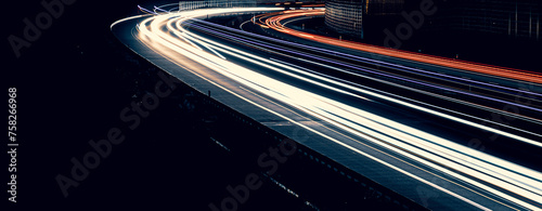 lights of cars driving at night. long exposure