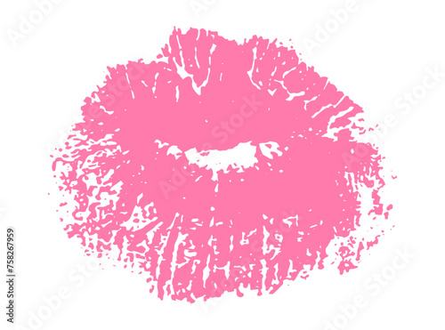 Beautiful lips, pink lipstick kiss. Vector illustration