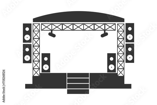 Outdoor stage icon. Podium platform line and background vector ilustration.