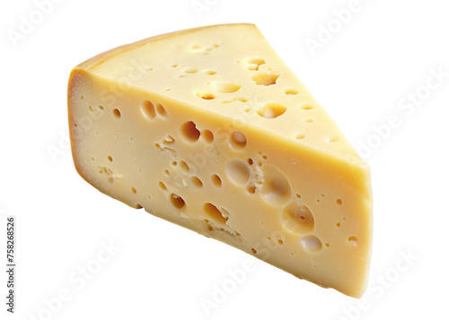 Piece of cheese isolated on transparent background.