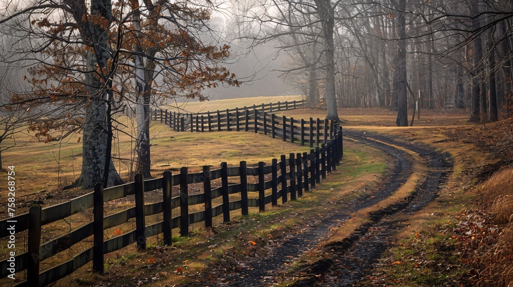 A serpentine equine barrier spans the countryside of Kentucky. A serpentine equine barrier spans the countryside of Kentucky.