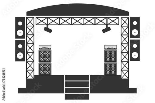 Outdoor stage icon. Podium platform line and background vector ilustration.