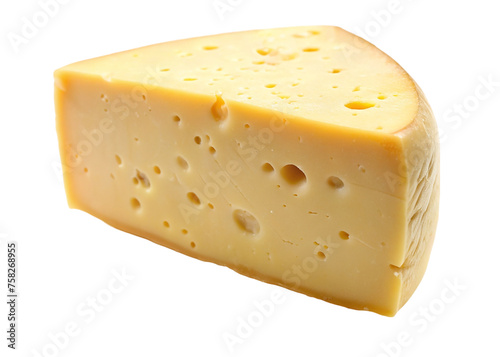 Piece of cheese isolated on transparent background.