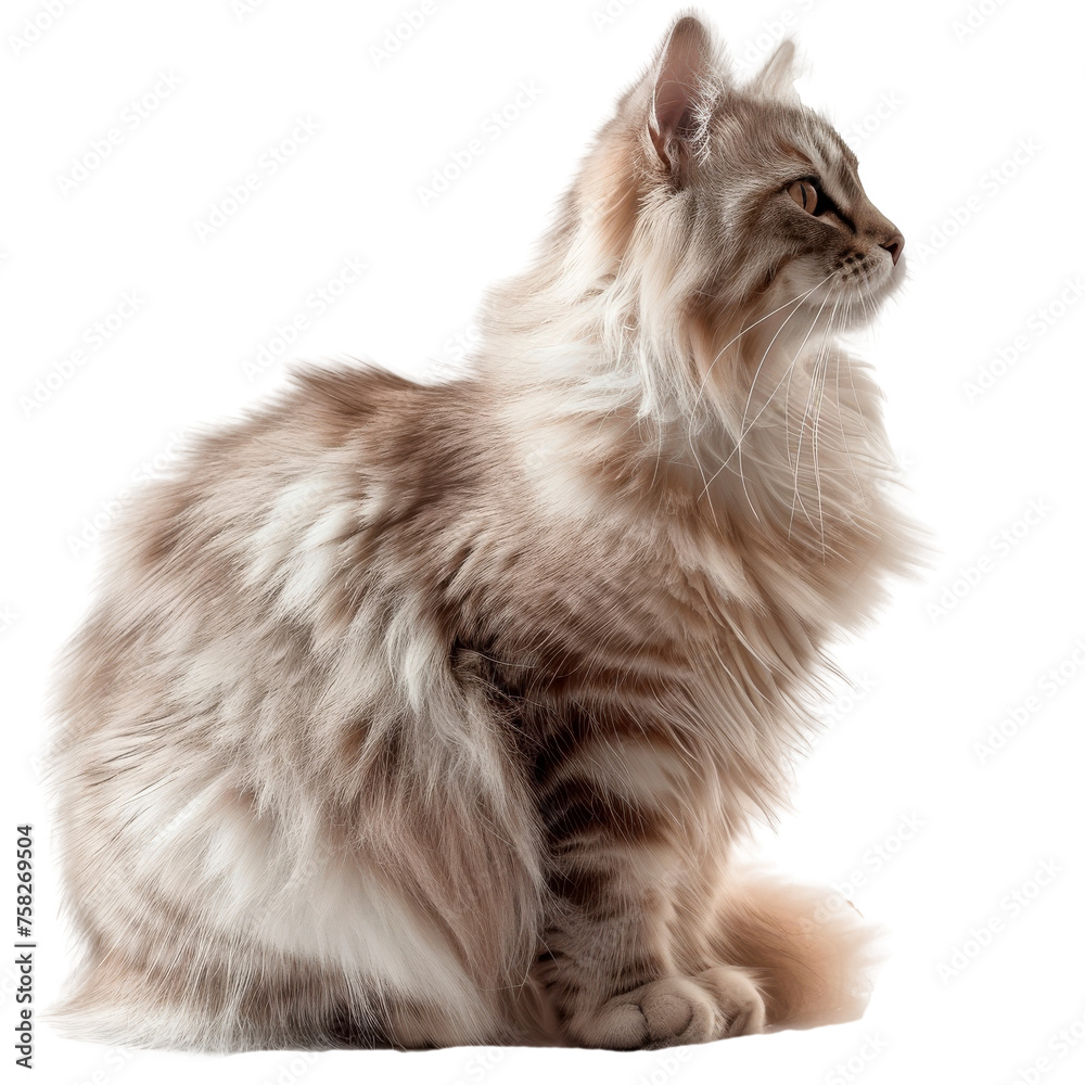 Siberian cat fluffy - Transparent background, Cut out