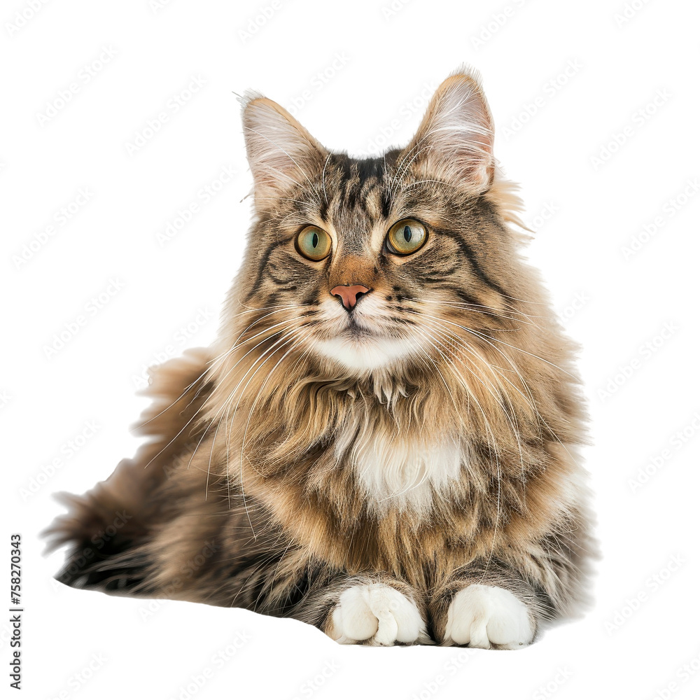 Luxuriant Norwegian Forest cat - Transparent background, Cut out