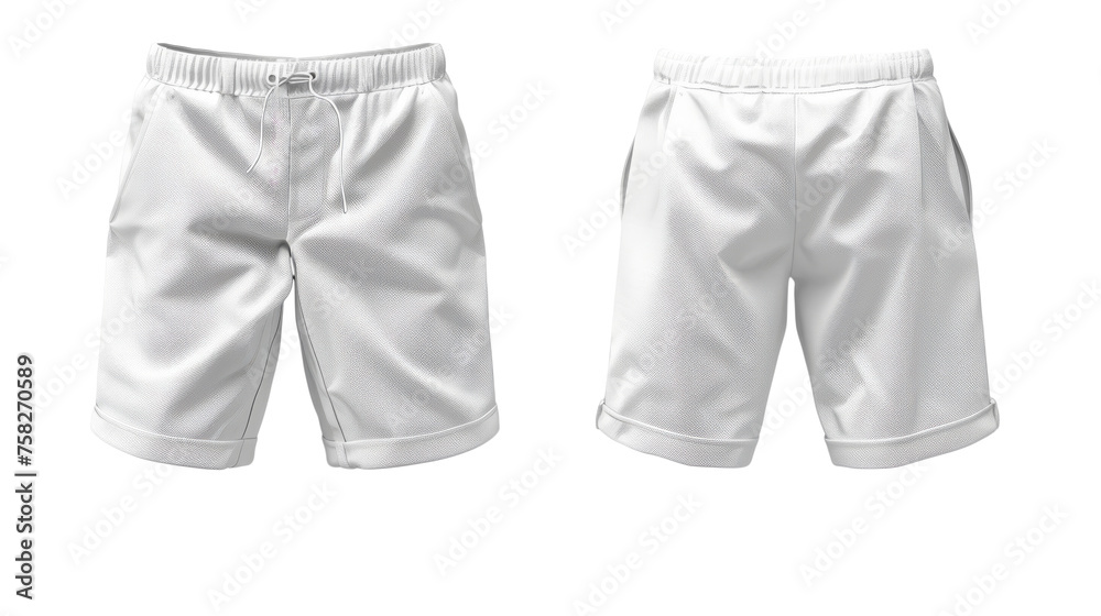 White Shorts Mockup - Transparent background, Cut out - obrazy, fototapety, plakaty 