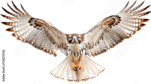 Majestic Hawk Soaring Through Clear Sky - Transparent background, Cut out