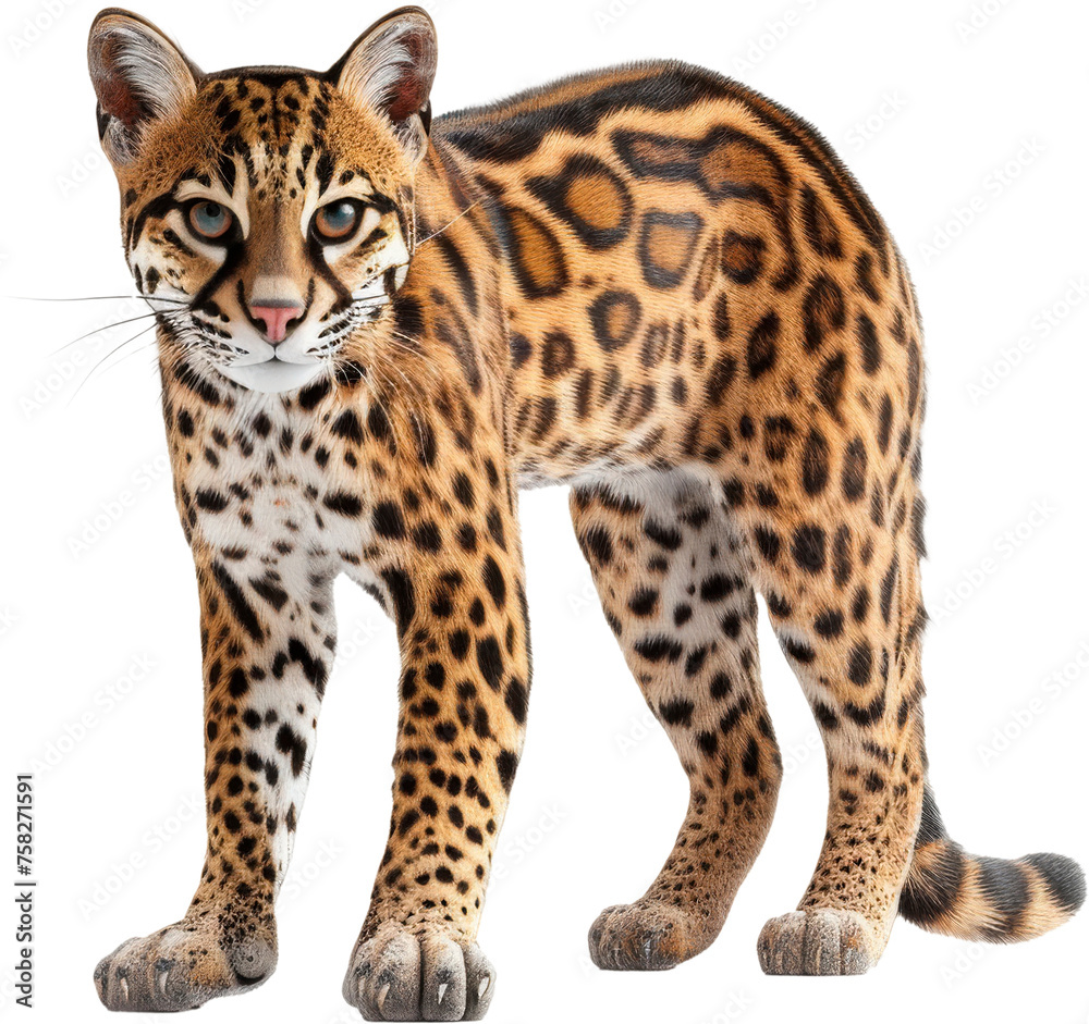 Small wild ocelot - Transparent background, Cut out Small wild ocelot - Transparent background, Cut out