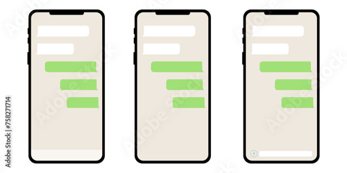  message bubbles on screen smartphone icon. Interface set concept design vector ilustration.