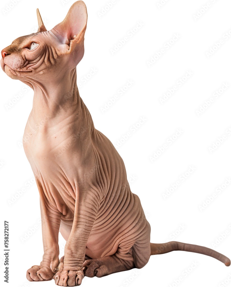 The Sphynx Cat Sitting - Transparent background, Cut out