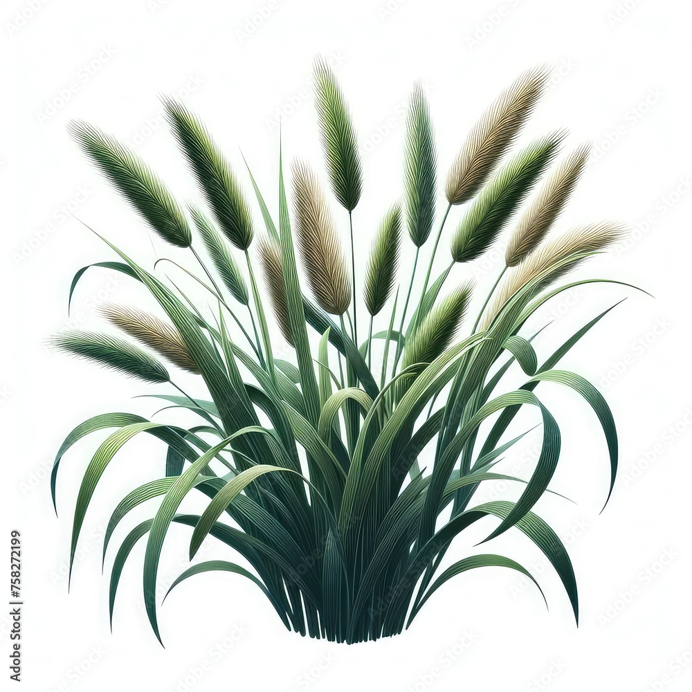 Green cane reed grass isolated on a white background Green cane reed grass isolated on a white background