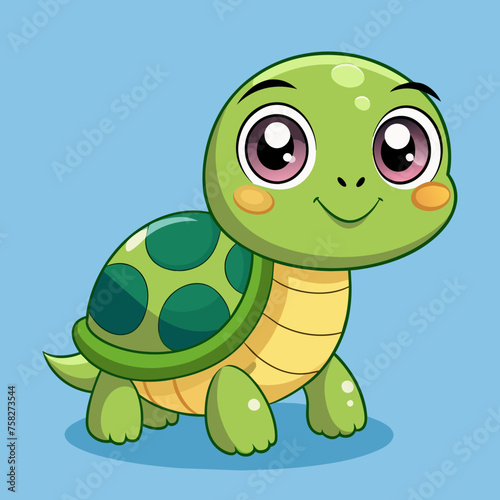 Cute and beautiful turtle cartoon type vector