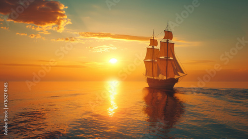 ship in the sunset © Jeanette