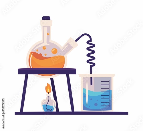 Science Laboratory Flasks Icon Isolated