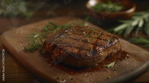 Steak with herbs and rosemary