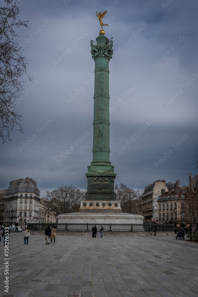 Paris, France - 03 08 2024: Bastille's Place. View of the Vendome column