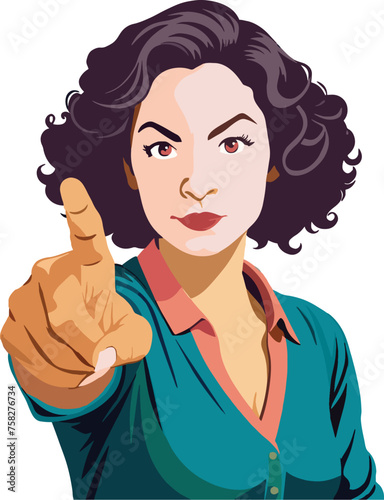 Vector illustration of a determined woman with a pointing gesture