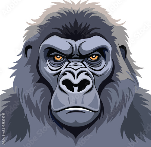 Digital artwork of a detailed gorilla face with a piercing gaze