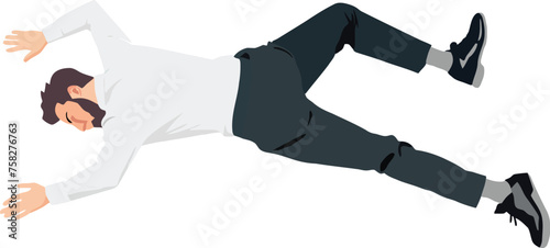 Dynamic casual young man jumping in air