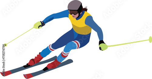 Dynamic alpine skier in action